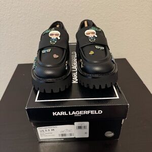 Karl Lagerfeld Paris Women's Gaston Loafer Size 5.5 Black